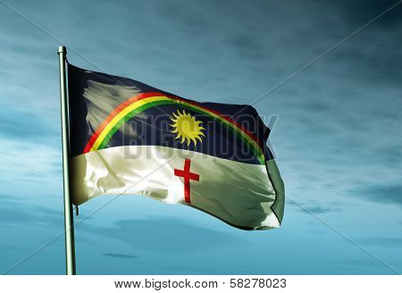 Pernambuco (Brazil) flag waving in the evening