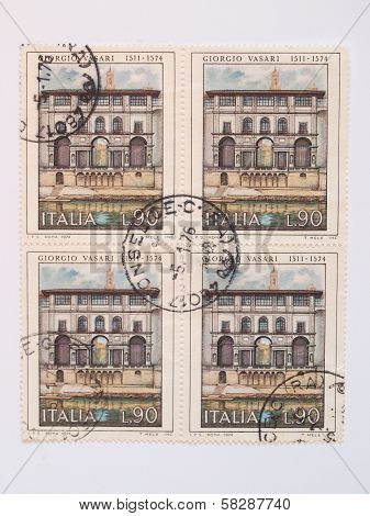 Mail Stamp From Italy With The Uffizi Building In Florence