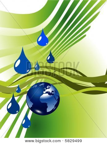 Gotas de agua y globo de tierra