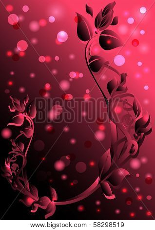 pink background with floral ornament