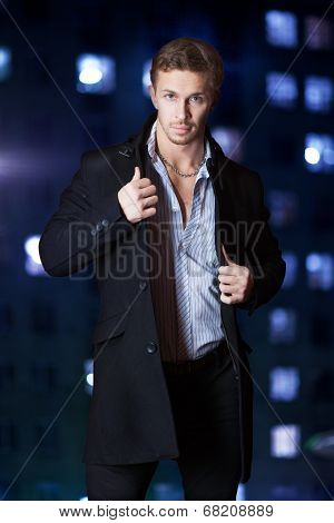 handsome guy in coat and shirt
