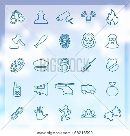 25 Crime, Justice Icons Set