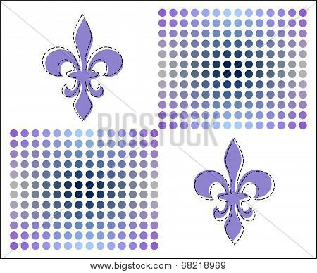 Fleur De Lis Dots Pattern - Blue, Grey And Violet