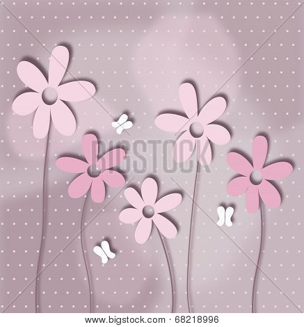 Beautiful Flower Image With Abstract Butterflies