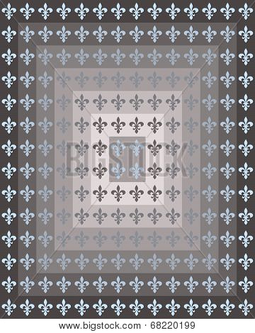 Fleur De Lis Coloured Spectrum In Blue, On Brown