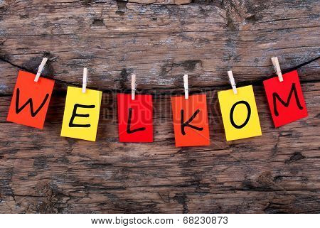 Welkom On Notes Hanging On A Line