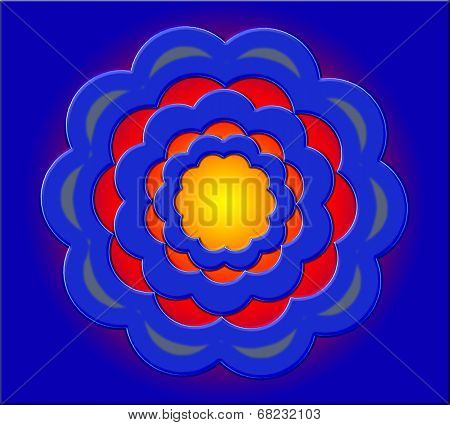 Abstract Flower From Concentric Elements On A Gradient Background