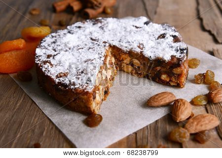 Delicious cake panforte on table close-up