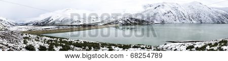 Panorama, Lake And Snow In Amdo