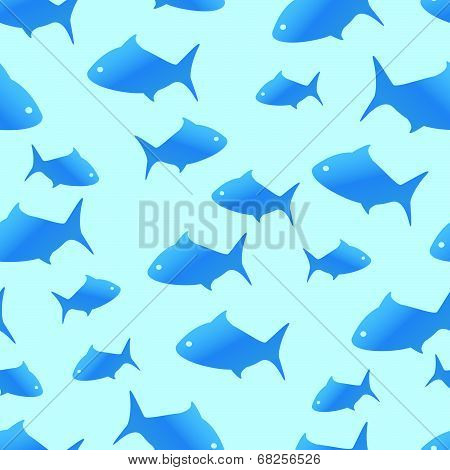 Blue Shark Seamless Pattern