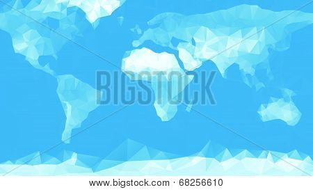 Blue World Map Background In Polygonal Style