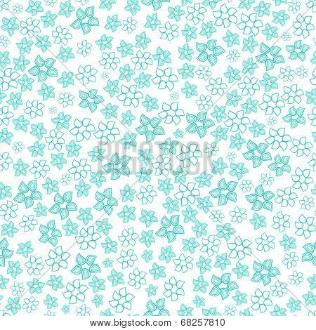 Blue Seamless Floral Pattern On White Background
