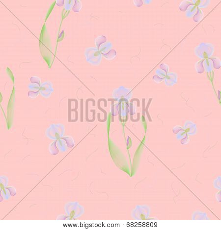 Seamless pattern with irises in gentle shades