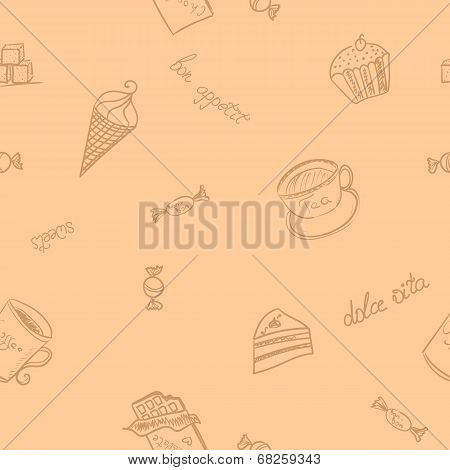 Seamless pattern with the image of sweet food