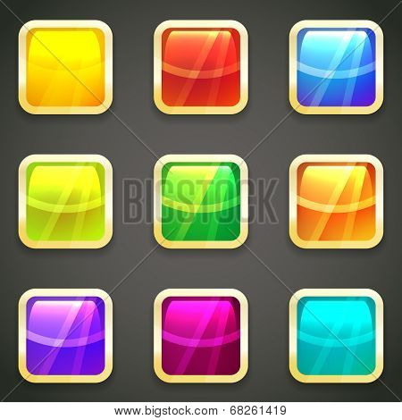 Set of vibrant bright glossy web buttons