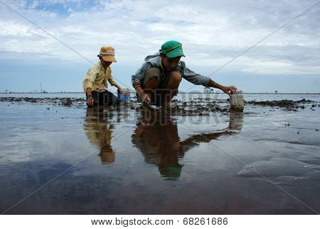 Child Labor On Vietnam Beach