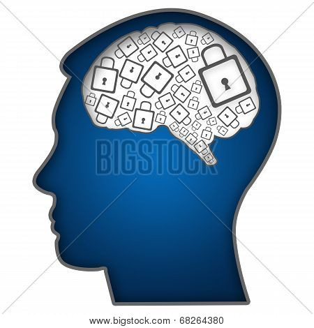 Human Head With Brain Filled With Locks