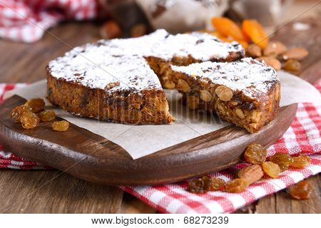 Delicious cake panforte on table close-up