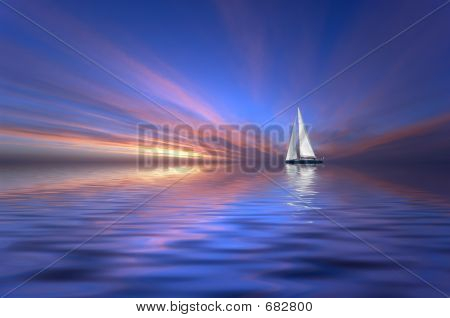 Vela e pôr do sol