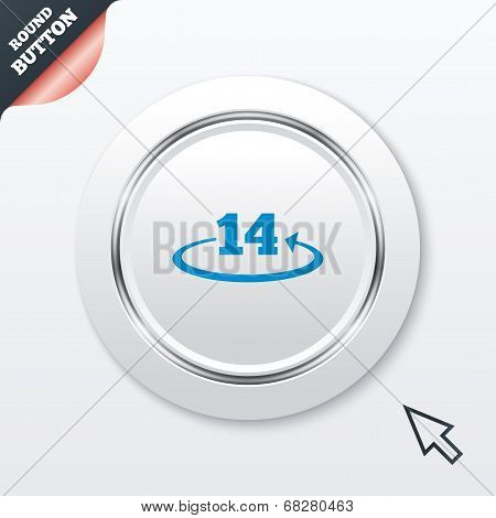 Return of goods within 14 days sign icon.