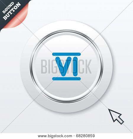 Roman numeral six icon. Roman number six sign.