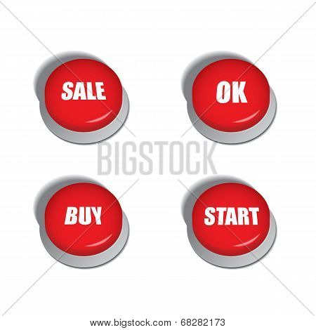 Red buttons with various commands such as sale, buy or start