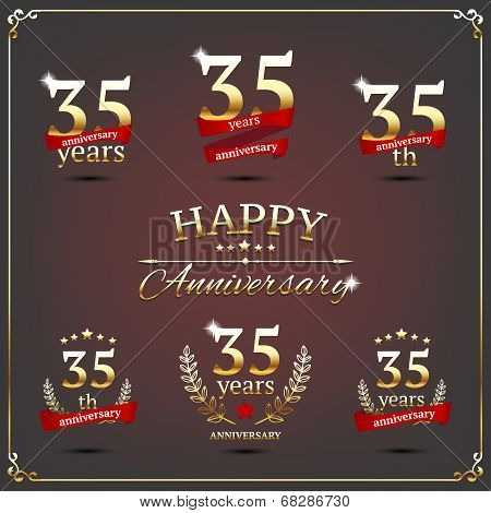Thirty five years anniversary signs collection