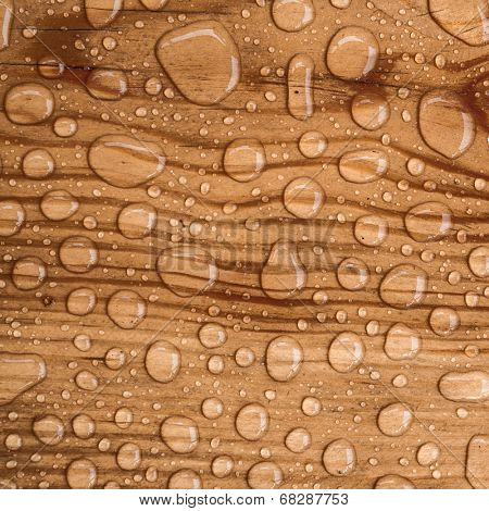 water drop on a wooden background