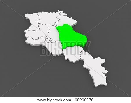 Map of Gegharkunik. Armenia. 3d