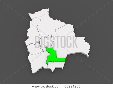 Map of Chuquisaca. Bolivia. 3d