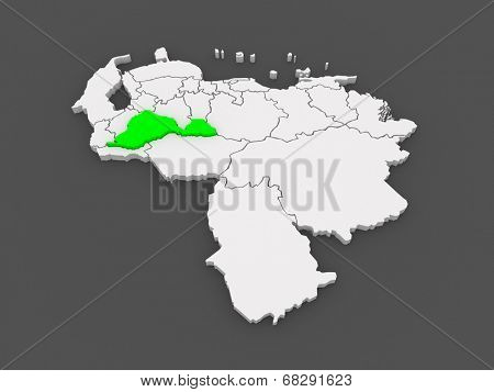 Map of Barinas. Venezuela. 3d