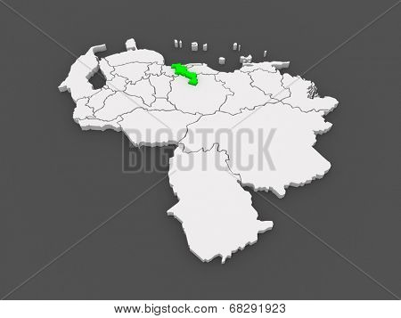 Map of Aragua. Venezuela. 3d