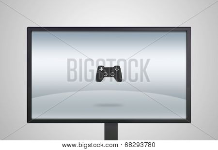 Desktop Monitor Display With Tv Game Icon