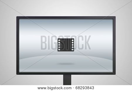 Desktop Monitor Display With Film Icon