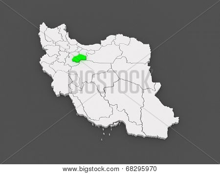 Map of Qum. Iran. 3d