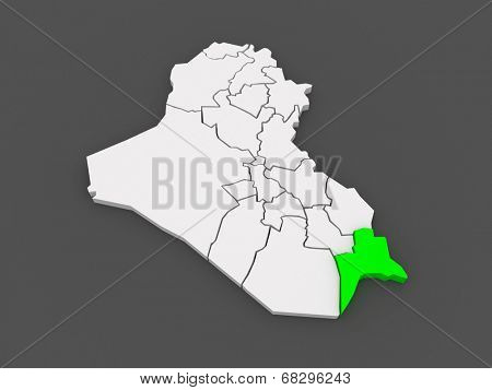Map of Basra. Iraq. 3d