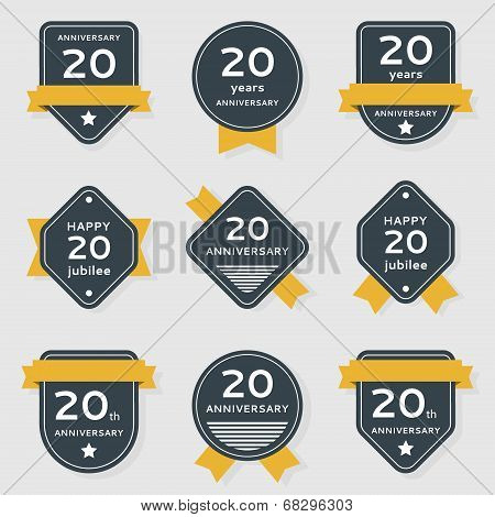 Vector set of anniversary banners