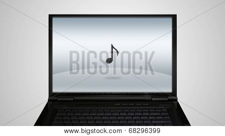 Laptop Monitor Display With Music Icon