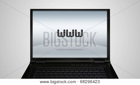 Laptop Monitor Display With Www Icon