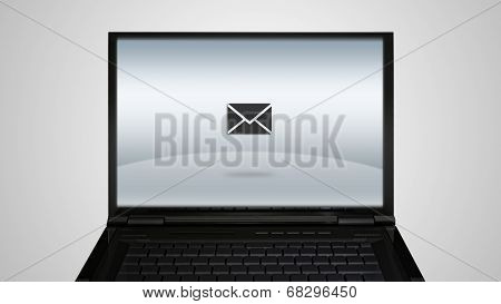 Laptop Monitor Display With Email Letter Icon