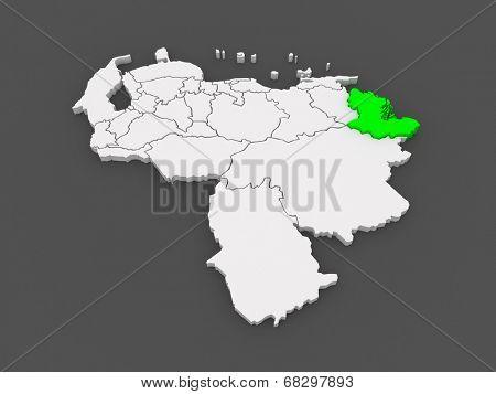 Map of Delta Amacuro. Venezuela. 3d