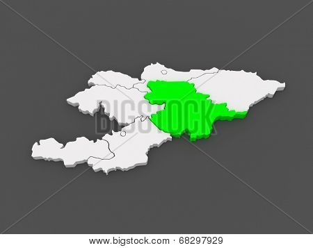 Map of Naryn. Kyrgyzstan. 3d