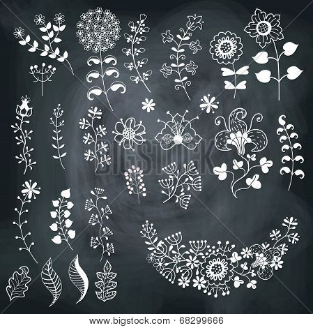 Vector Cute Flowers Set  On School Board