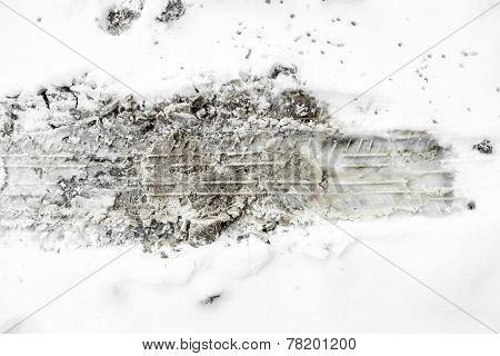 Winter snow tire marks