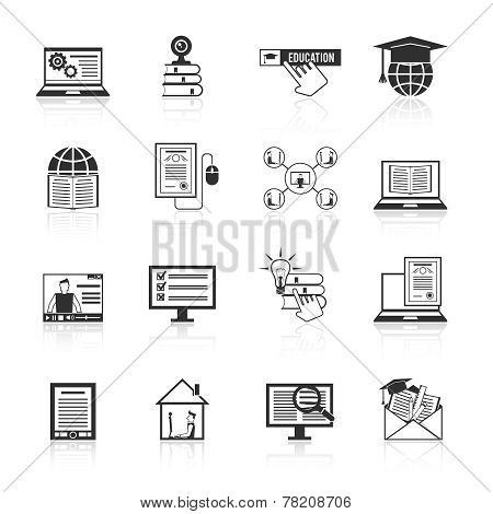 Online Education Icons Black
