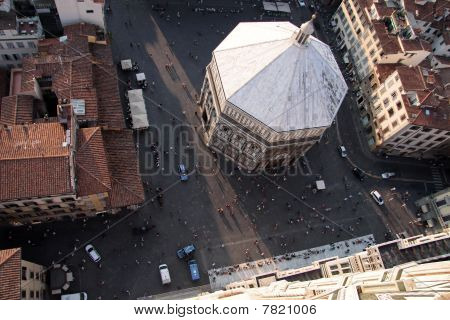View From Cathedral Of Santa Maria Del Fiore In Florence On The Baptistry