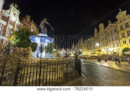 Neptune Fountain At Gdansk, Poland