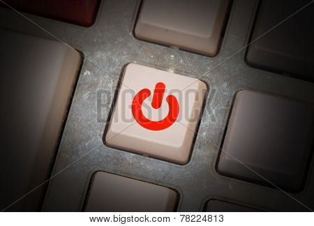 White Button On A Dirty Old Panel