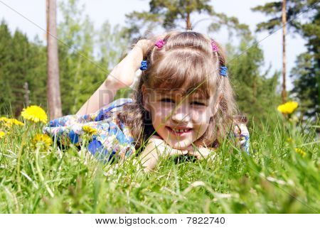 The girl on a grass