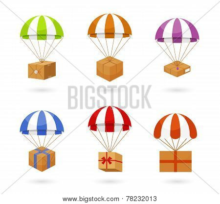 Set of Colorful Parachute Carrying Boxes